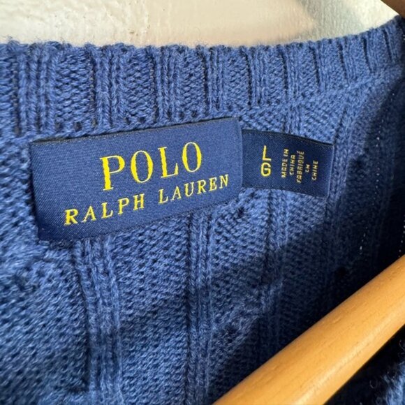 Women’s Blue Polo Ralph Lauren Cable Knit Sweater Size L EUC - Picture 5 of 5